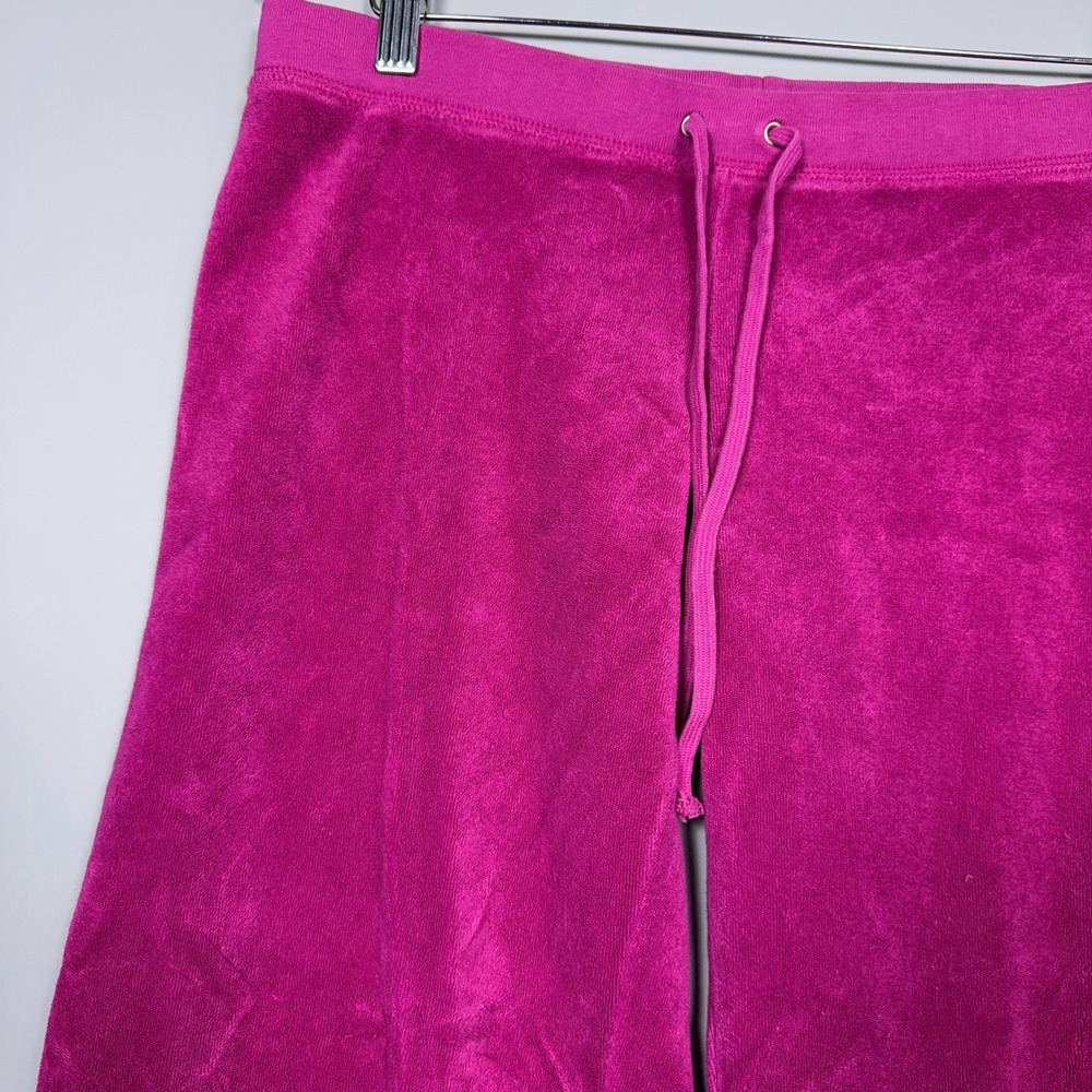 Juicy Couture Wide Leg Y2K Capri Sweatpants Womens Medium Velour Pink McBling - Picture 2 of 9
